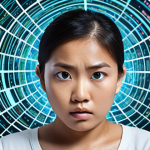 **Prompt:** A young Thai professional, eyes focused with a determined expression, surrounded by a swirling vortex of digital information – social media feeds, news headlines, emails – visually representing "info-obesity." Emerging from this chaos, a vibrant and organized Mind Map with interconnected branches glows with clarity, symbolizing strategic thinking and human creativity taking control in the AI era. The background subtly features abstract digital patterns hinting at AI processing, but the human is the active organizer.